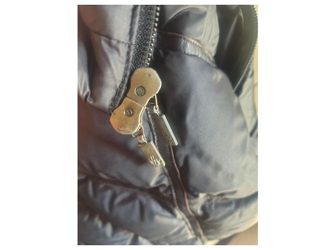 Moncler Quilted Leather Trimmed Down Coat Black Polyamide - view 15