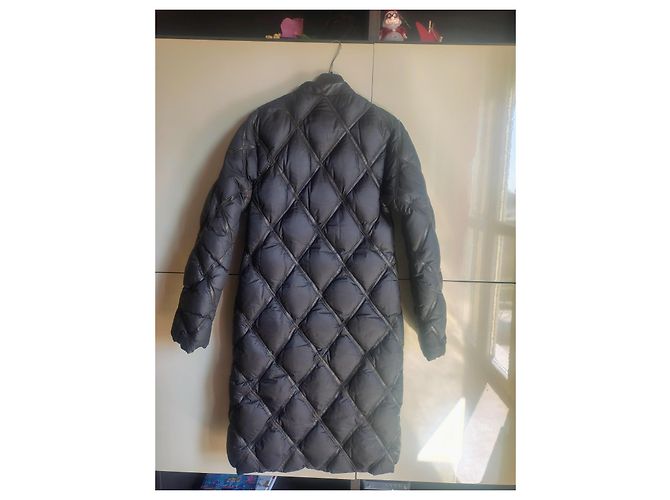 Moncler Quilted Leather Trimmed Down Coat Black Polyamide - view 4