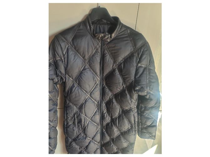 Moncler Quilted Leather Trimmed Down Coat Black Polyamide - view 5