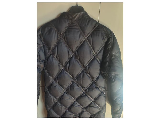 Moncler Quilted Leather Trimmed Down Coat Black Polyamide - view 6