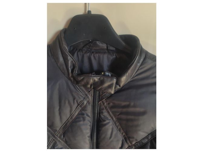 Moncler Quilted Leather Trimmed Down Coat Black Polyamide - view 7