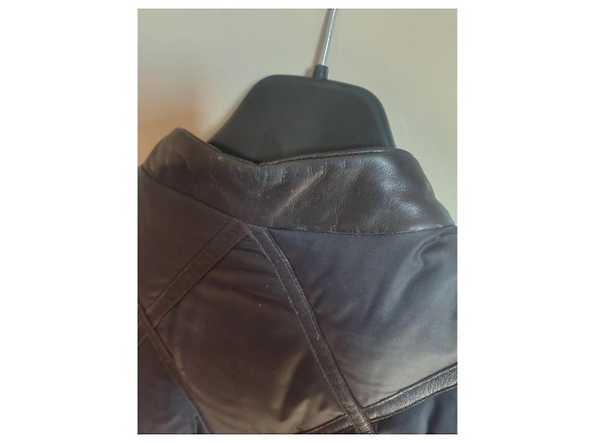 Moncler Quilted Leather Trimmed Down Coat Black Polyamide - view 8