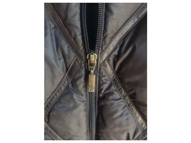 Moncler Quilted Leather Trimmed Down Coat Black Polyamide - view 9
