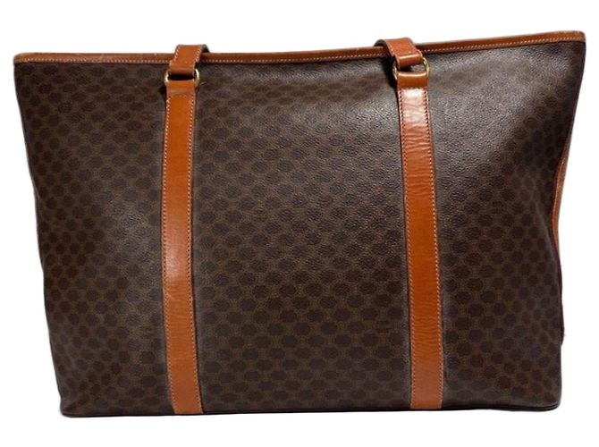 Cabas Céline Borsa tote Celine in tela rivestita marrone e pelle marrone - vista 2