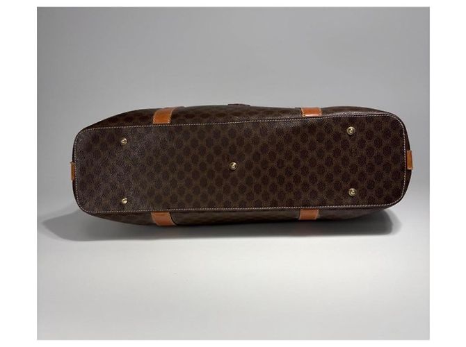 Cabas Céline Borsa tote Celine in tela rivestita marrone e pelle marrone - vista 4