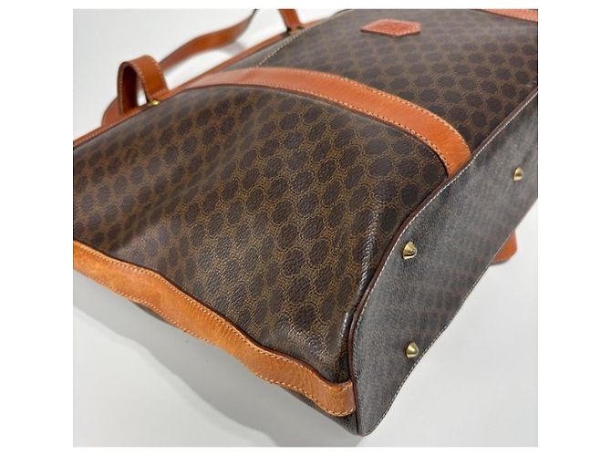 Cabas Céline Borsa tote Celine in tela rivestita marrone e pelle marrone - vista 5