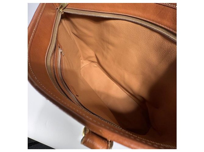 Cabas Céline Borsa tote Celine in tela rivestita marrone e pelle marrone - vista 7