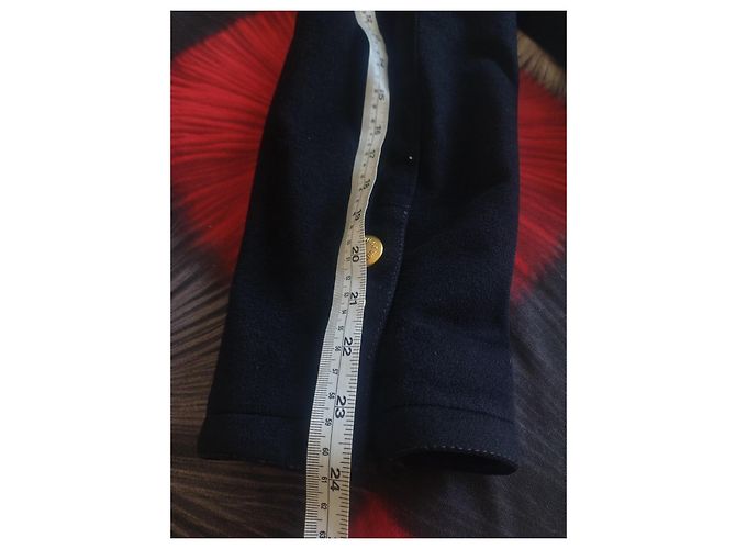 Cappotto doppiopetto Prada in lana e cashmere blu navy - vista 10