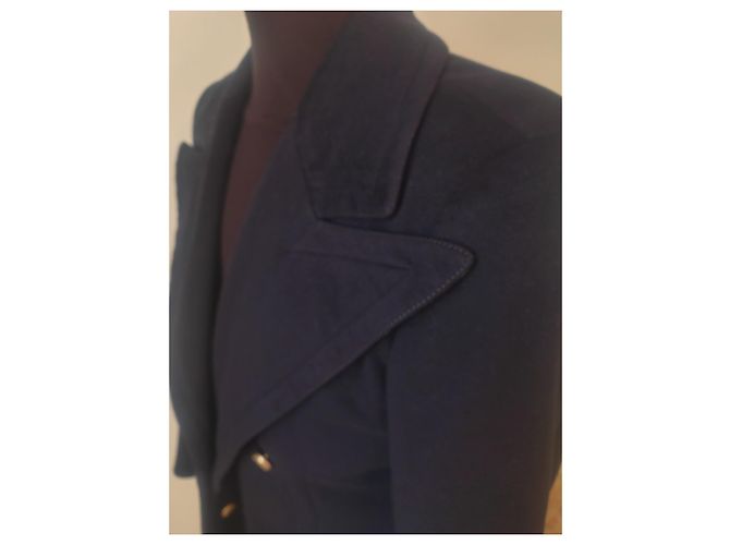Cappotto doppiopetto Prada in lana e cashmere blu navy - vista 14