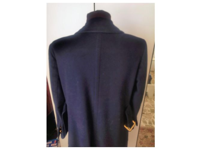 Cappotto doppiopetto Prada in lana e cashmere blu navy - vista 15