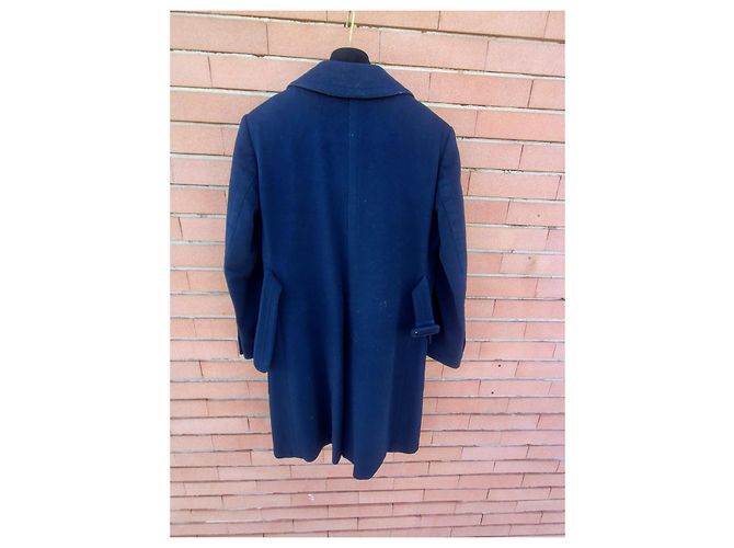 Cappotto doppiopetto Prada in lana e cashmere blu navy - vista 5
