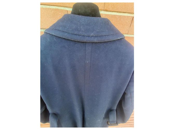 Cappotto doppiopetto Prada in lana e cashmere blu navy - vista 6