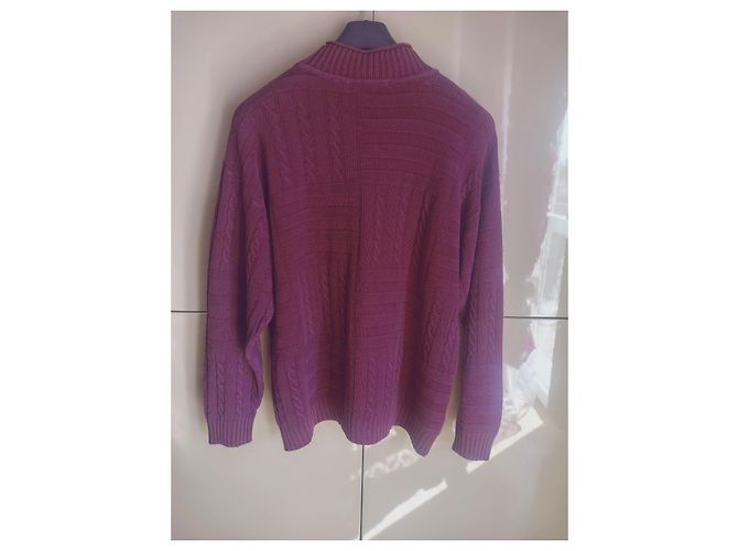 Fendi Sweater Mock Neck Cable Knit Purple Wool Blend - view 2