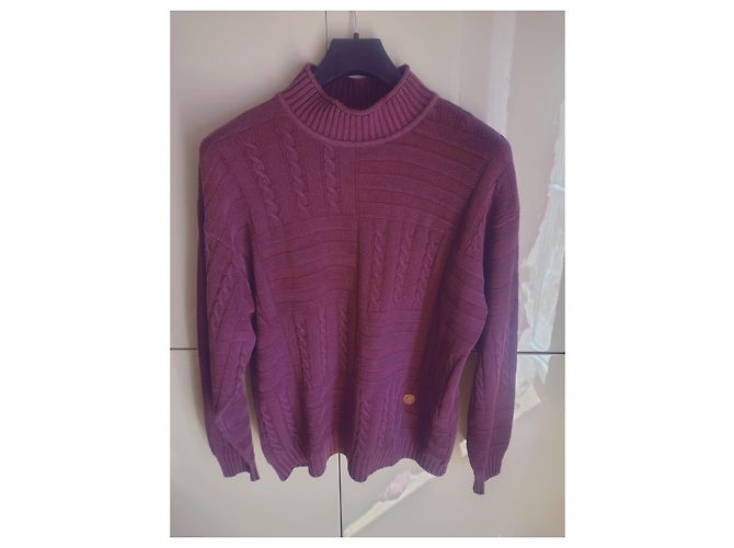Fendi Sweater Mock Neck Cable Knit Purple Wool Blend - view 3
