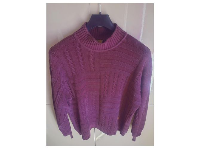 Fendi Sweater Mock Neck Cable Knit Purple Wool Blend - view 4