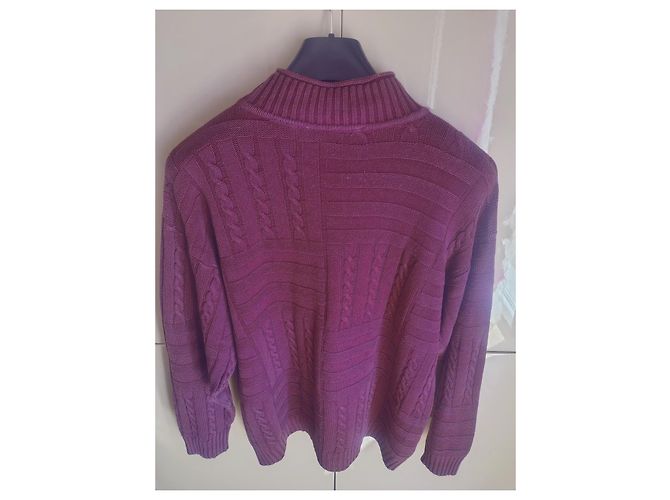 Fendi Sweater Mock Neck Cable Knit Purple Wool Blend - view 5