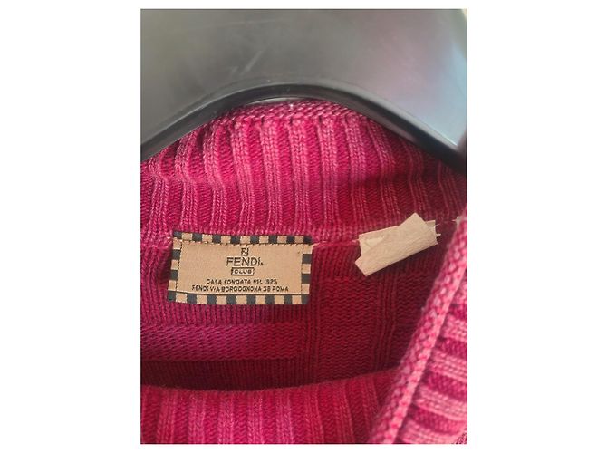 Fendi Sweater Mock Neck Cable Knit Purple Wool Blend - view 6