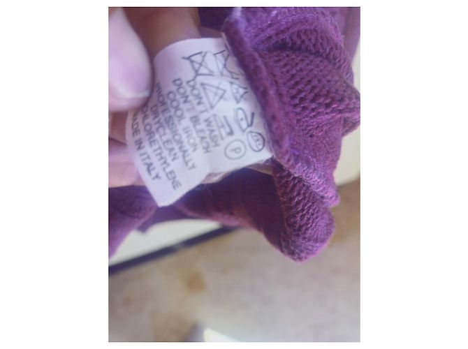 Fendi Sweater Mock Neck Cable Knit Purple Wool Blend - view 9