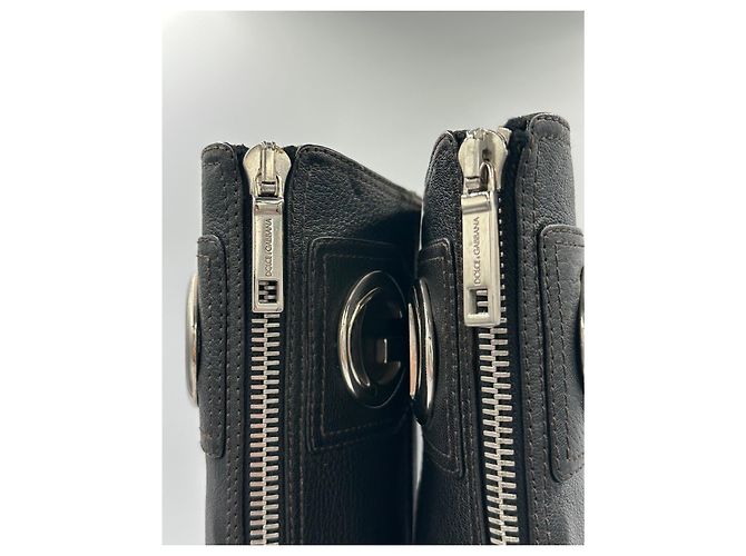 Dolce & Gabbana Black Leather Knee-High Boots with DG Logo - view 7