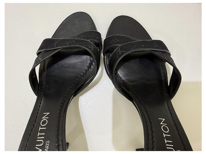 Louis Vuitton Monogram Black Leather Mules Sandals 36 - view 10