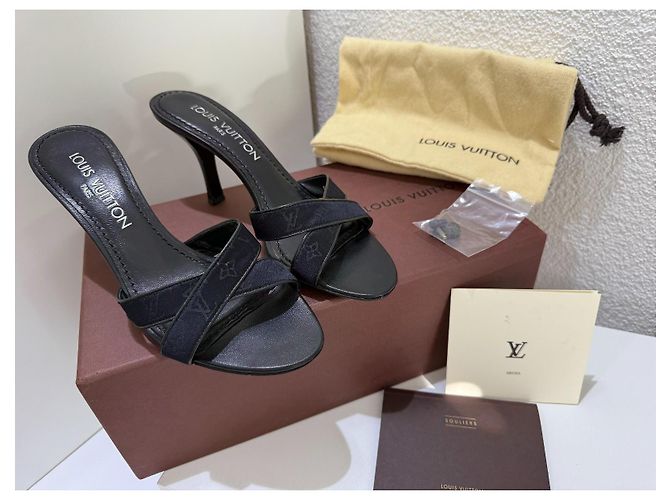 Louis Vuitton Monogram Black Leather Mules Sandals 36 - view 15
