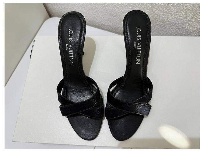 Louis Vuitton Monogram Black Leather Mules Sandals 36 - view 5