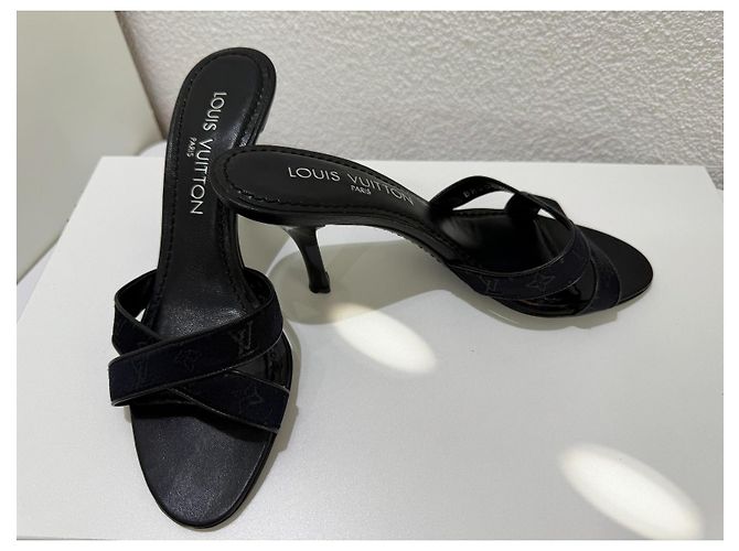 Louis Vuitton Monogram Black Leather Mules Sandals 36 - view 8