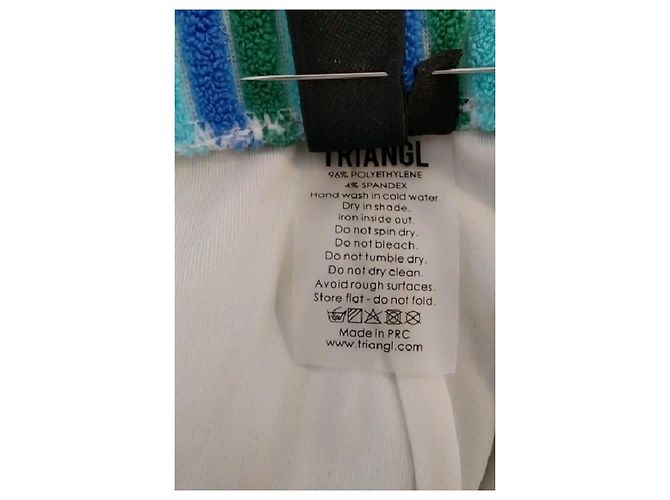 Autre Marque Pantaloncini TRIANGL a righe blu e verdi a gamba dritta - vista 6