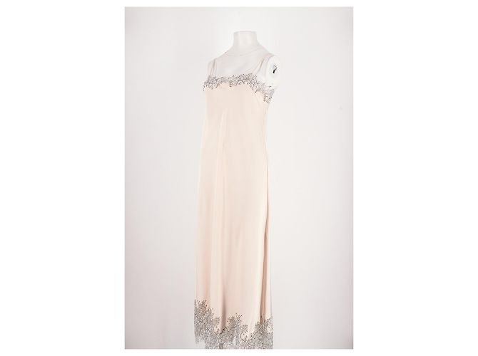 Autre Marque AVENUE 8 Rosa Seidenkleid mit Spitze - Ansicht 4