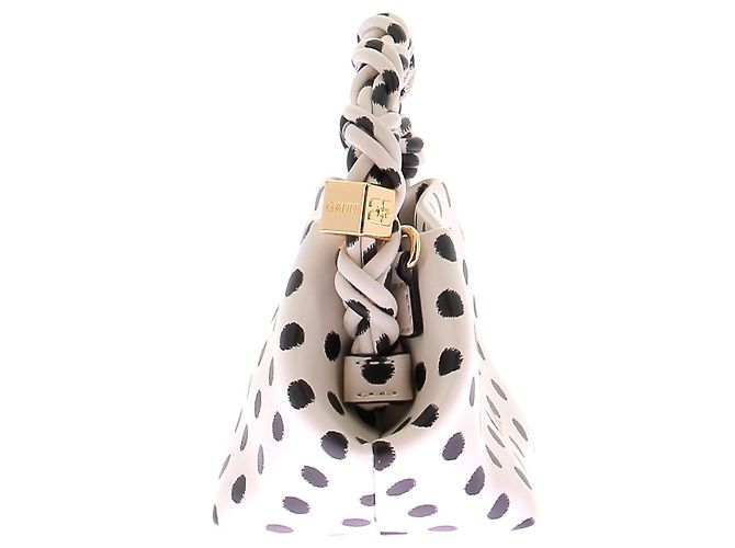 Ganni Borsa piccola Bou crema a pois - vista 4