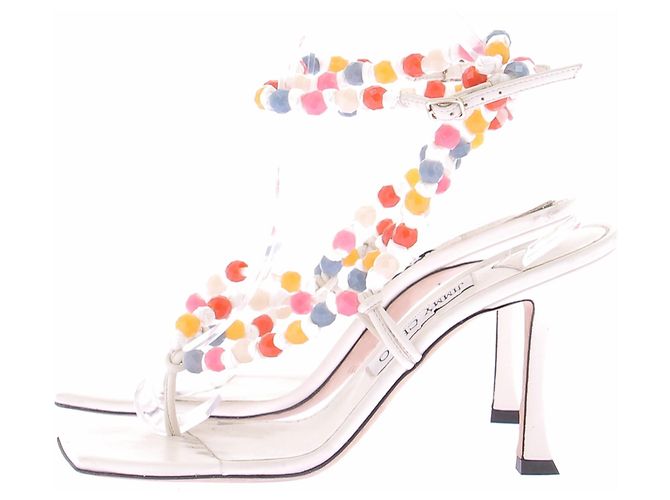 Jimmy Choo Weiße Pumps mit bunten Perlen - Ansicht 2