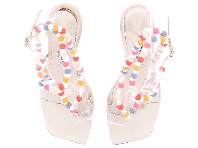 Jimmy Choo Weiße Pumps mit bunten Perlen - Ansicht 4