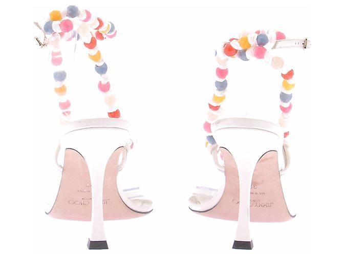 Jimmy Choo Weiße Pumps mit bunten Perlen - Ansicht 7