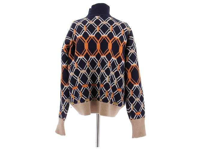 Sonia Rykiel Marineblauer und orangefarbener Pullover - Ansicht 2