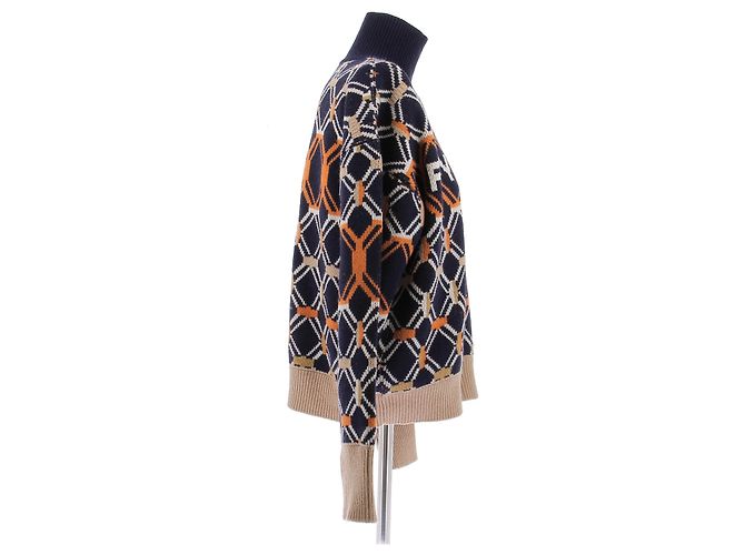 Sonia Rykiel Marineblauer und orangefarbener Pullover - Ansicht 3