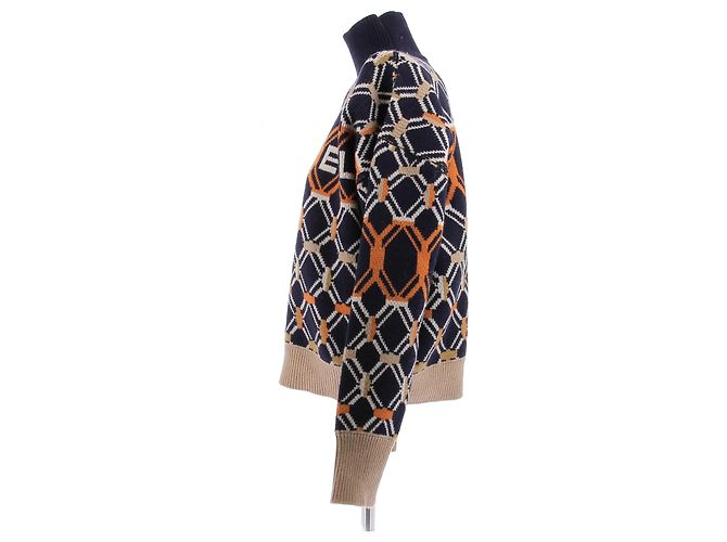 Sonia Rykiel Marineblauer und orangefarbener Pullover - Ansicht 4