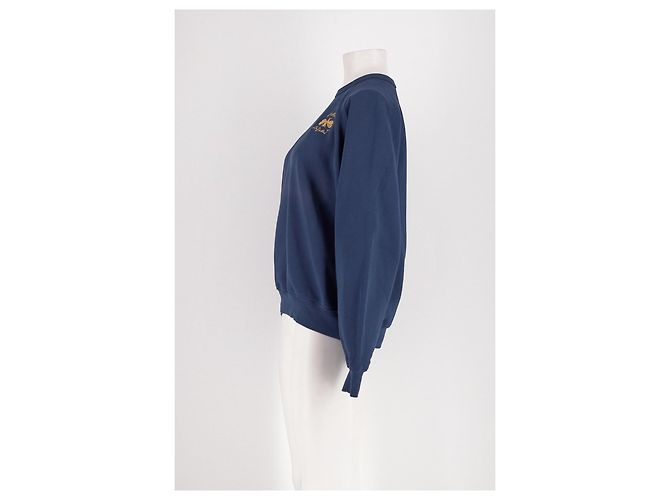 Autre Marque LA DOUBLEJ Baumwollpullover Marineblau mit goldener Bienenstickerei - Ansicht 3