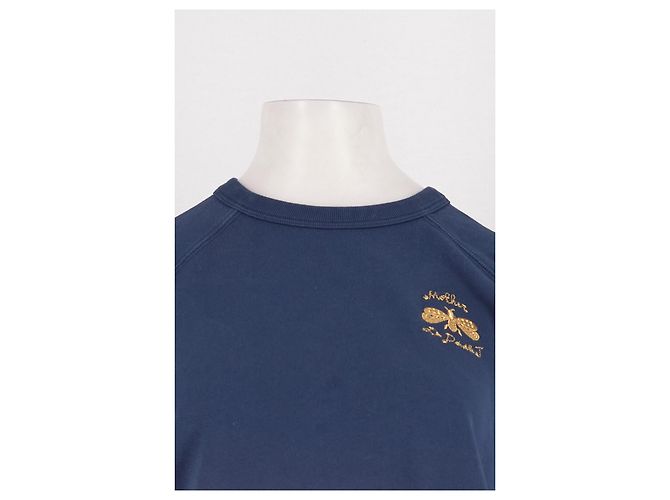 Autre Marque LA DOUBLEJ Baumwollpullover Marineblau mit goldener Bienenstickerei - Ansicht 5