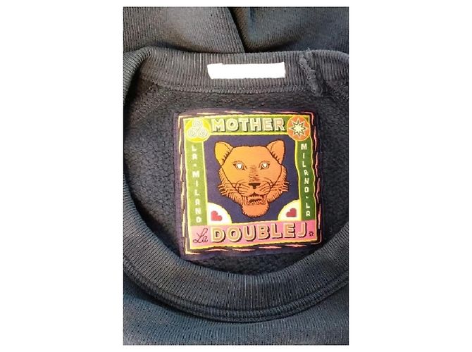 Autre Marque LA DOUBLEJ Baumwollpullover Marineblau mit goldener Bienenstickerei - Ansicht 7