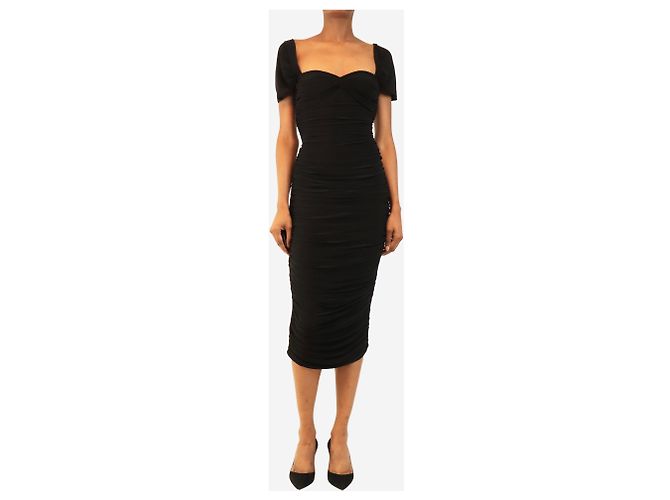 Norma Kamali Schwarzes Walter Kleid mit Raffung - size S - Ansicht 3