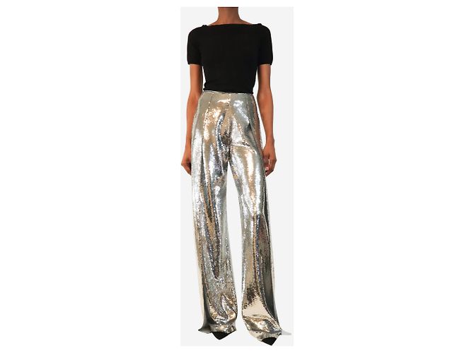 Tom Ford Silver SS22 sequin flared trousers - size UK 4 - view 2