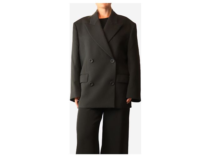Acne Black oversized double-breasted blazer - size UK 6 - view 4