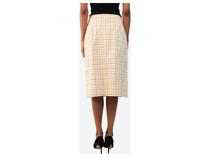 Prada Falda midi a cuadros Naturale y lilla - size UK 8 - vista 3