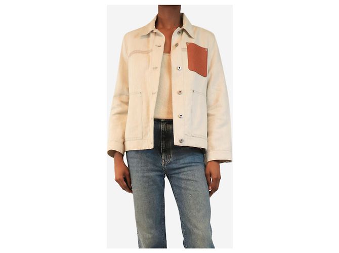 Loewe Giacca anagramma in denim Oatmeal - size UK 4 - vista 2