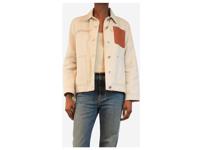 Loewe Giacca anagramma in denim Oatmeal - size UK 4 - vista 3