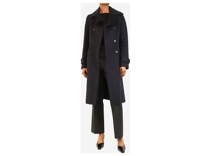 Louis Vuitton Cappotto midi in lana blu navy - size UK 6 - vista 3