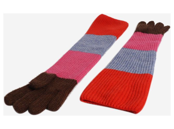 Ganni Gestreifte Strickhandschuhe aus Wolle - Ansicht 3