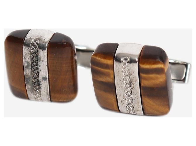 Autre Marque Gemelli Signature Pillow Tiger's Eye marroni e argento - vista 2