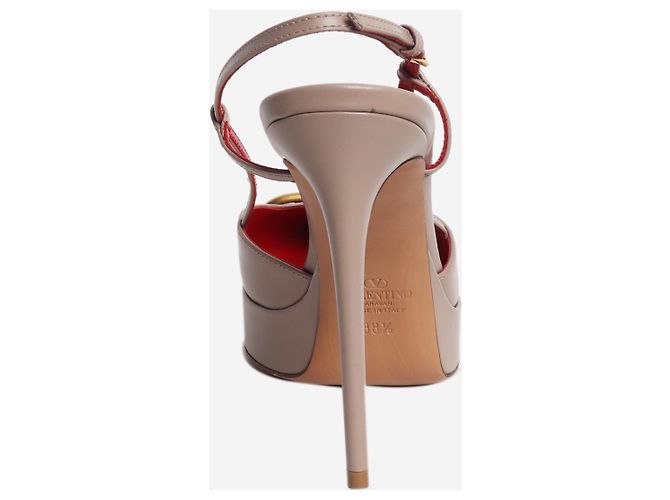 Valentino Neutral Vlogo slingback platform pumps - size EU 38.5 - view 3
