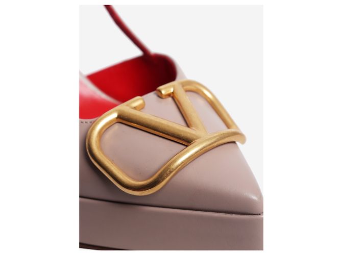 Valentino Neutral Vlogo slingback platform pumps - size EU 38.5 - view 4